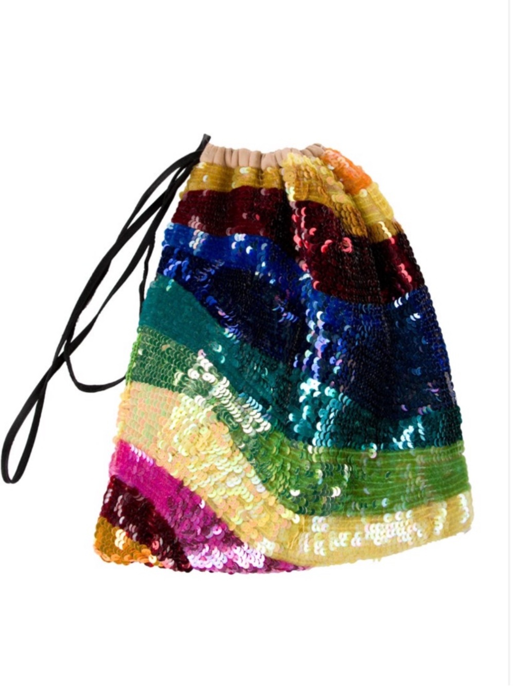 Attico silk rainbow sequins drawstring pouch bag with tassel - Picture 3 of 15